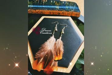 Feder Ohrringe Orange 