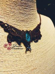 Chrysokoll-Türkis-Malachit Moon Collier 