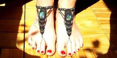 Labradorit Sandale schwarz 